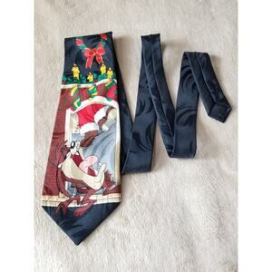 Looney Tunes Mania 1996 Christmas Tasmanian Devil Men's Tie Polyester Vintage